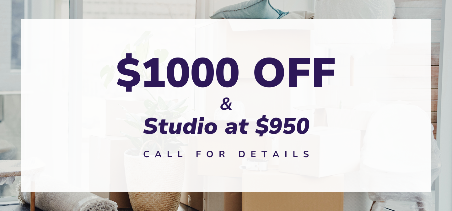 $1,000.00 off call for details.   one studio at $950.